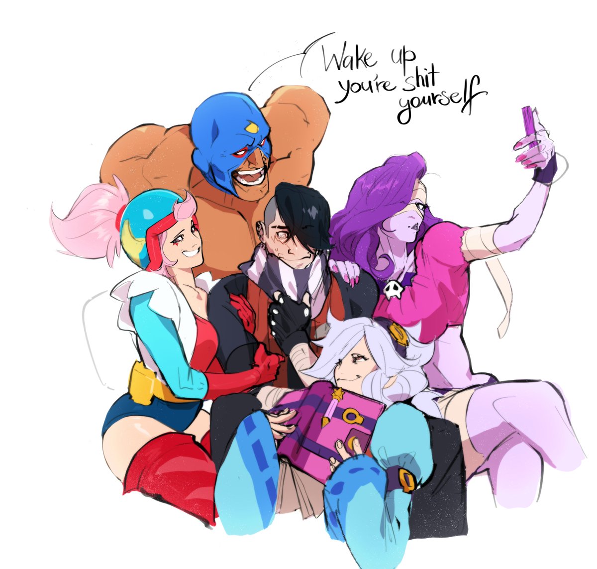 Lurisuet's tweet image. 🖤 #BrawlStarsArt #Brawlstars #Edgar #Janet #Emz #Colette #ElPrimo