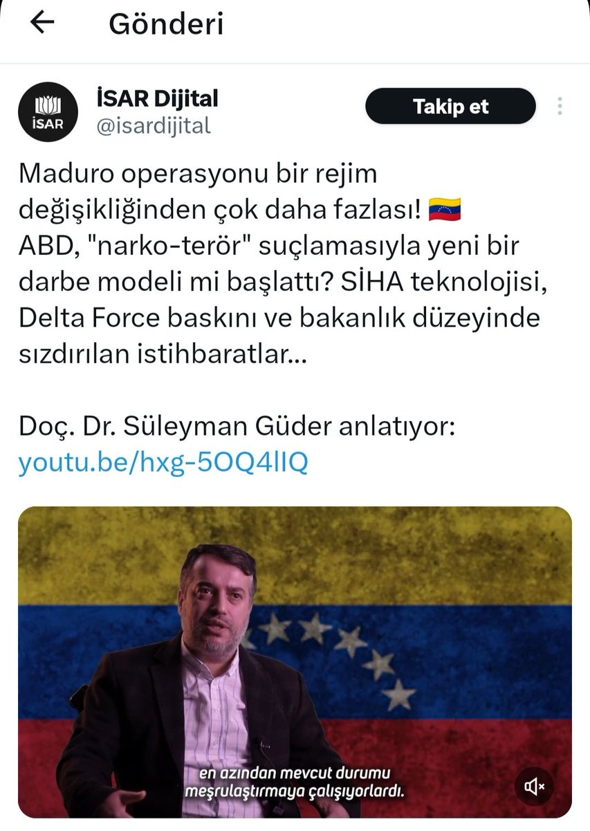 sguder's tweet photo. VENEZUELA | YENİ DÜNYA DÜZENİ: DARBE 3.0 
@isardijital ile yaptığım #Venezuela analizi röportajım yayımlandı — son gelişmeleri uluslararası hukuk, güç ilişkileri ve siyasal kriz ekseninde değerlendirdim. İlgililere sunulur.

 https://t.co/XddpzTn9OY https://t.co/YuU2yhvrJb