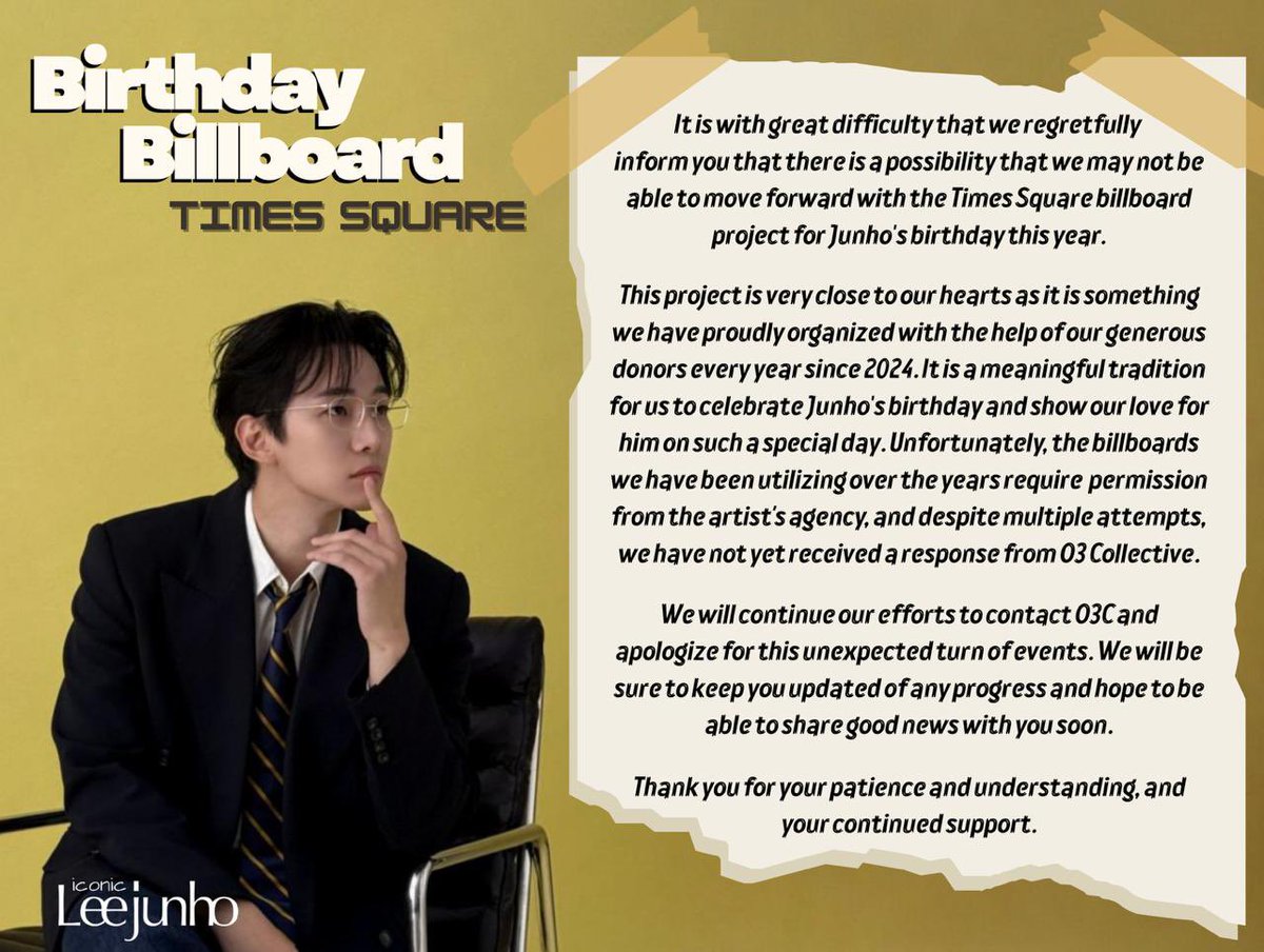 iconic_junho's tweet photo. An Important Update on Lee Junho’s 2026 Times Square Birthday Billboard Project

#IconicLJH
#LEEJUNHO #이준호 #イジュノ #李俊昊 https://t.co/4mqaQshiir