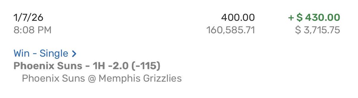 ✅ FREE PLAY CASHED
Suns 1H -2

Singles > Parlays
Bankroll discipline wins.

Free picks ⬇️
winible.com/rollinsports