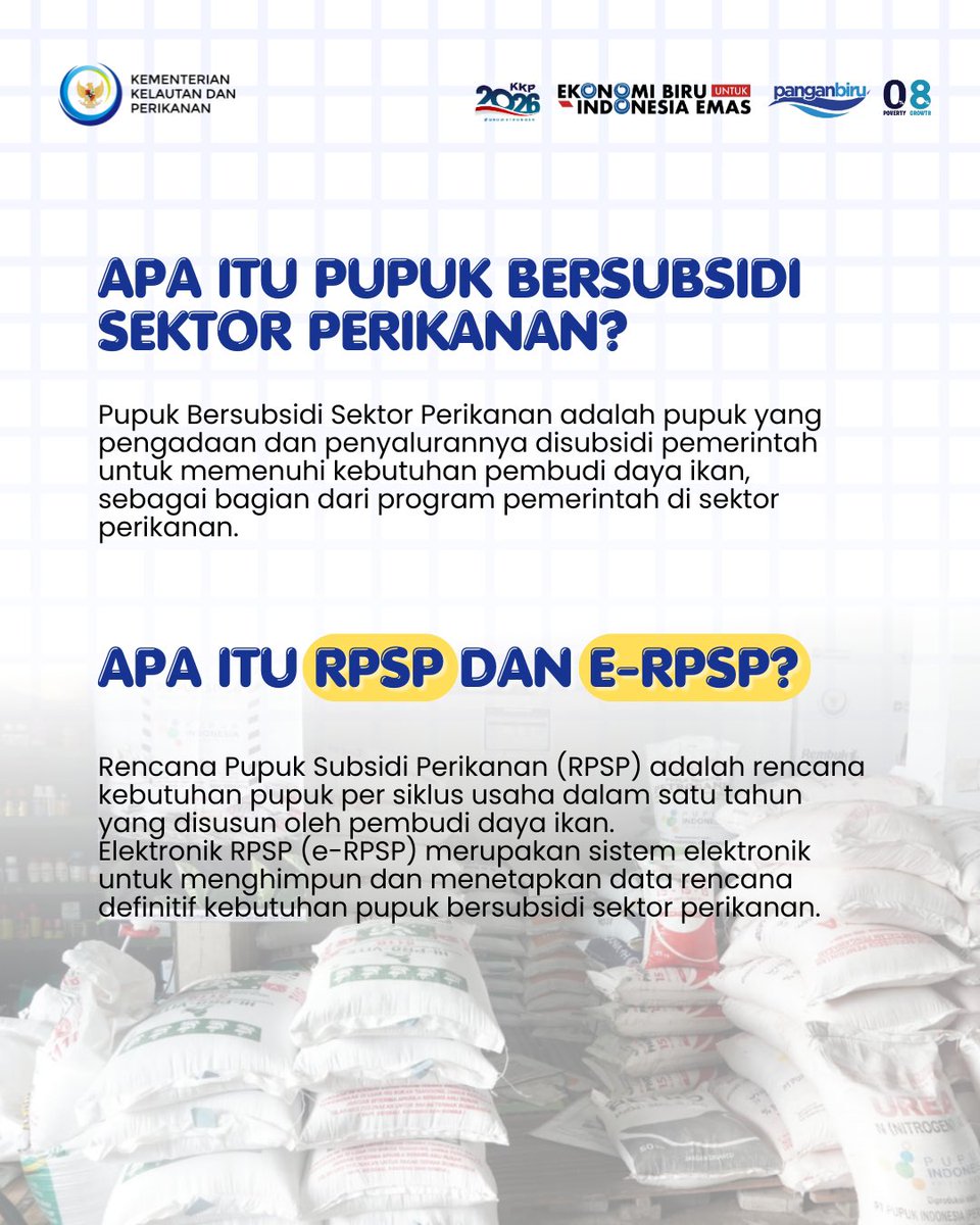 kkpgoid's tweet photo. Hai #SahabatBahari,
Pupuk bersubsidi kini hadir juga di sektor perikanan. https://t.co/xpnIKqu6pk
