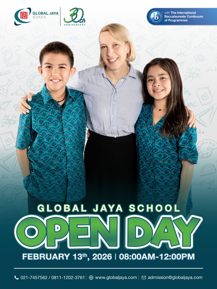 Global Jaya School is committed to developing students holistically—grounded in Indonesian values and prepared for a global future.
Join our Open Day on Feb 13 (8 AM–12 PM) to explore our campus, meet our team, and enjoy special enrollment offers.
#GlobalJayaSchool #Bintaro