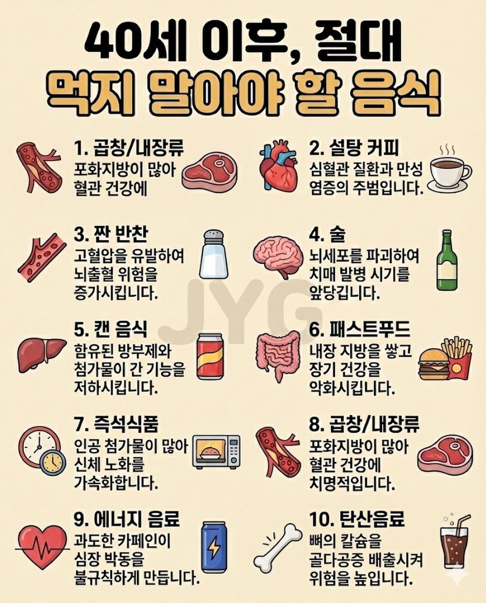 shoonyhan's tweet image. 40세 이후부터 절대 먹지말아야 할 음식