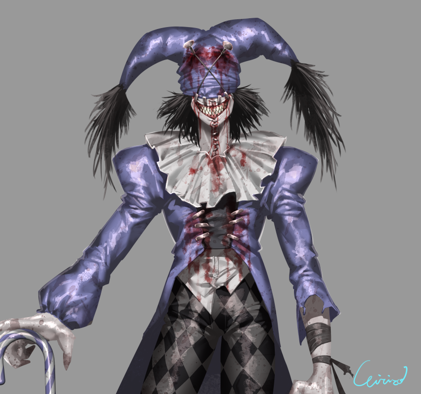 ピエロのクリーチャーのホロウバックちゃんです。背中の空洞に手を