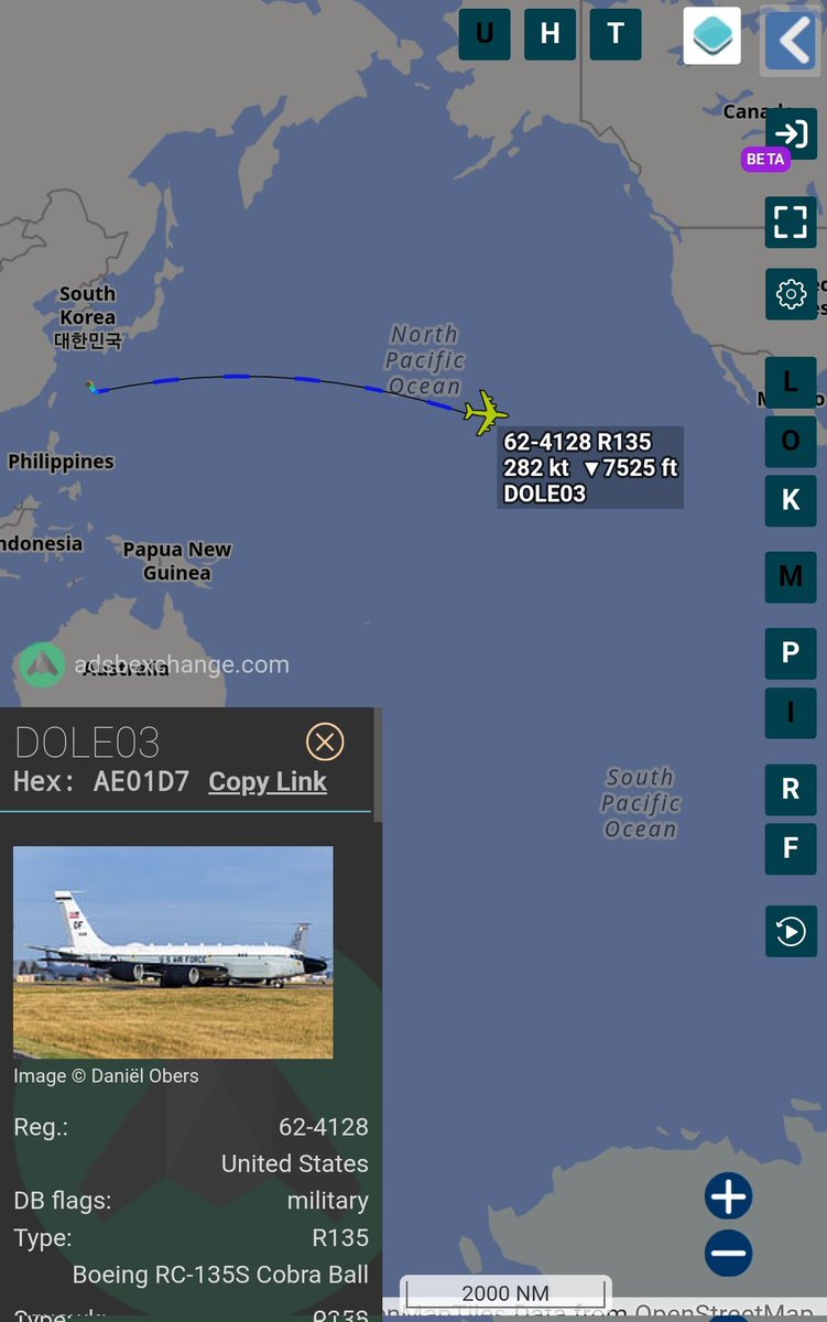 sipjack1776's tweet image. RC-135S Cobra Ball 
#AE01D7/62-4128/DOLE03
Out of Okinawa stopping at Hickam on its return to Offutt.
@Borrowed7Time @stefano_alessi @MRAIDANya