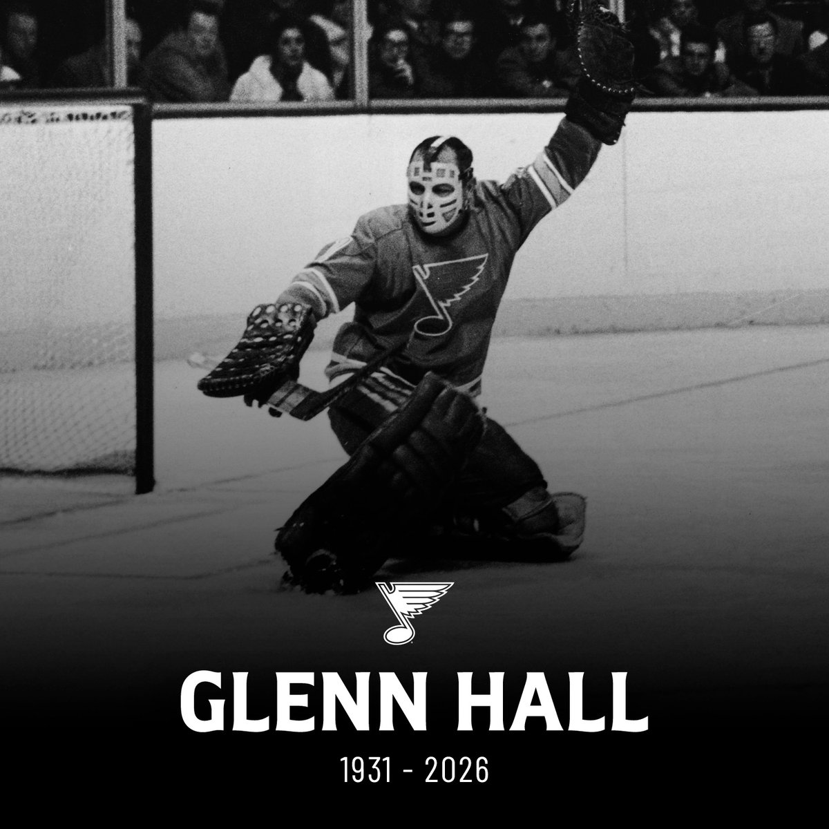 StLouisBlues's tweet image. We’re saddened to learn of the passing of “Mr. Goalie” Glenn Hall. 

Hall was our first pick in the 1967 Expansion Draft and helped guide our franchise to the Stanley Cup Final in our first three seasons. 

Our condolences go out to his family, friends and fans.