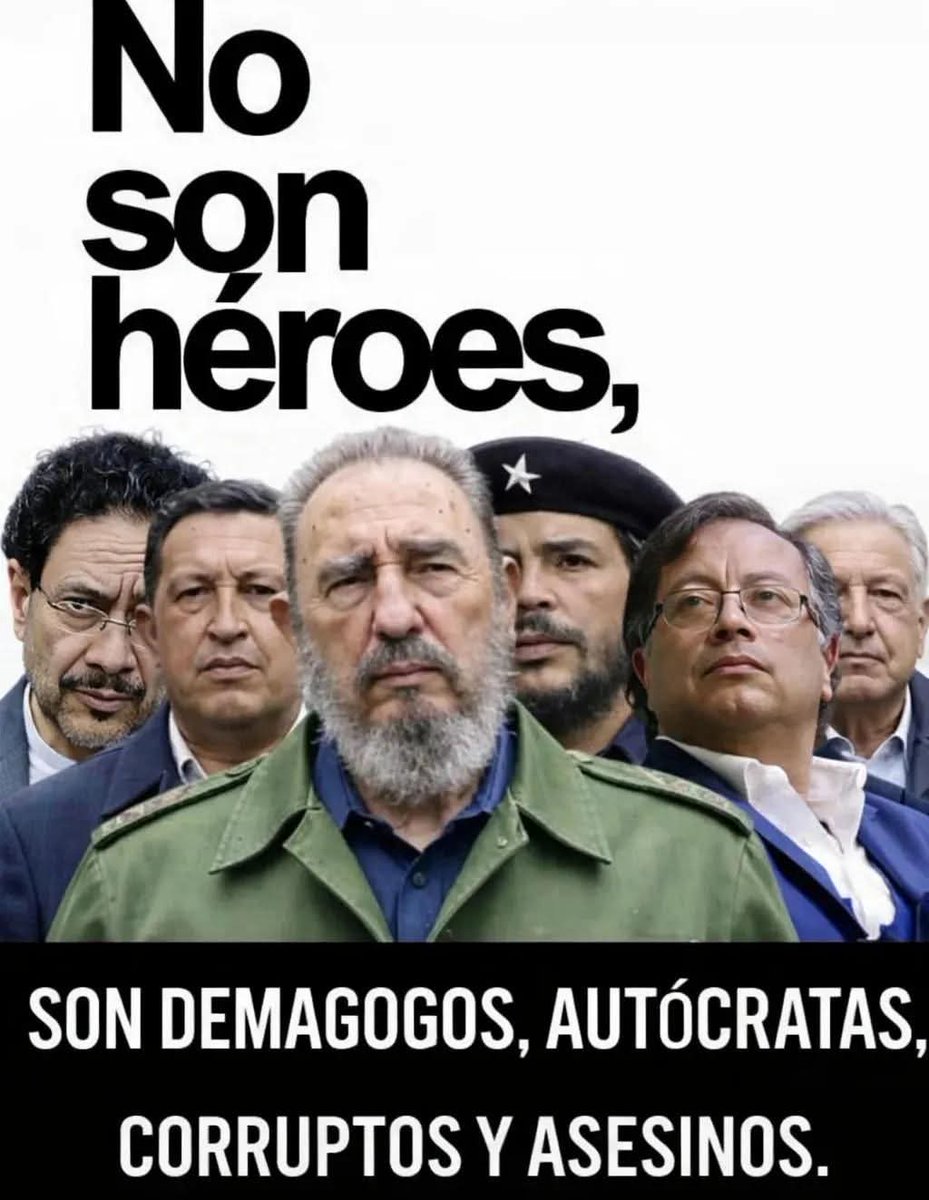 NO SON HÉROES,
SON DEMAGOGOS, AUTÓCRATAS, CORRUPTOS Y ASESINOS.

🙏POR UNA IBEROAMÉRICA LIBRE DE SOCIALISMO☭

#SiguesTuClaudia 
#QueaSigaAMLO
MORENA VA A CAER