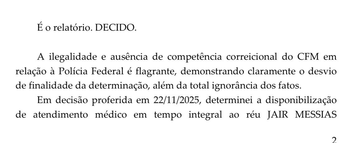STF (Moraes): Dizer que o CFM não tem competência para investigar médicos da PF é negar o óbvio: CRM acompanha o CPF. A sindicância não é contra a Polícia Federal, mas contra médicos ativos. Perícia não suspende ética. Cargo público não revoga o Código.