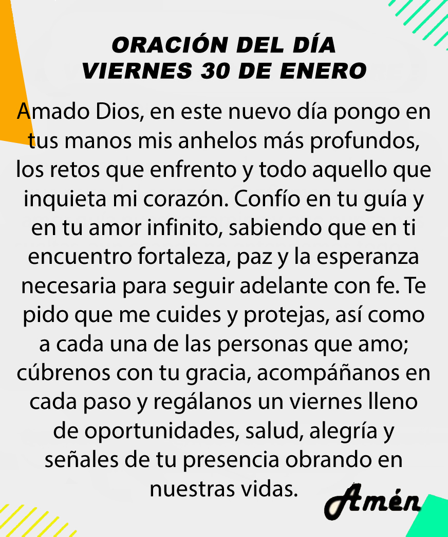Oración diaria del día viernes 30 de enero 2025.