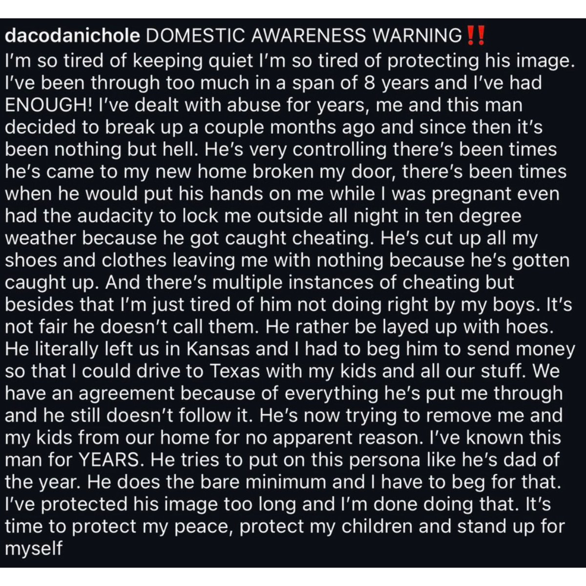 𝗕𝗥𝗘𝗔𝗞𝗜𝗡𝗚: Rashee Rice’s ex girlfriend has put out a statement accusing Rice of years of domestic abuse. 

“I've been through too much in a span of 8 years and I've had ENOUGH! I've dealt with abuse for years, me and this man decided to break up a couple months ago and