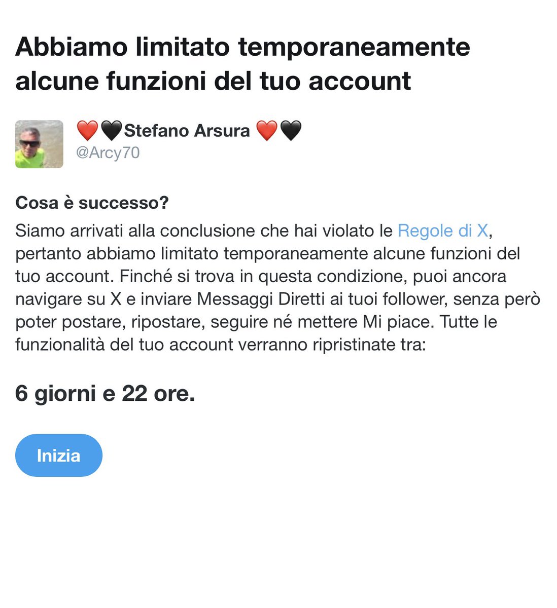 Raga sono tornato!
Un imbecille pro Furlani, che si diverte a pubblicare mie foto artefatte, mi ha segnalato dopo averlo sfanculato.
Non lo blocco perché ci ha già pensato la vita agendo sul suo cervello.