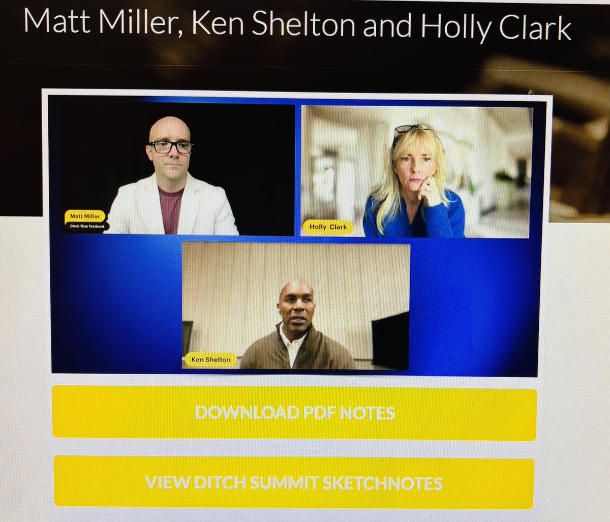 I have listened to this trio speak before about AI. Always so many take aways!  Thanks for a great session! <a href="/k_shelton/">Ken Shelton</a> <a href="/HollyClarkEdu/">Holly Clark - The AI Infused Classroom</a> <a href="/jmattmiller/">Matt Miller 🗑️</a> #ditchsummit