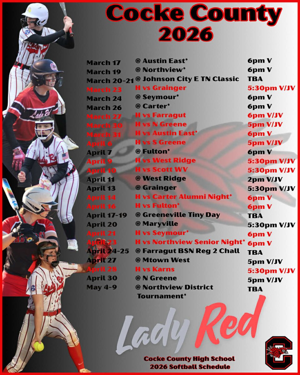CC_LadyRed's tweet image. Our 2026 season schedule!! 🥎