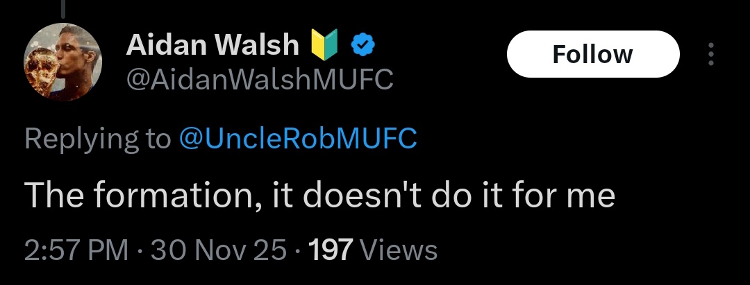 BigBadhowler's tweet photo. @AidanWalshMUFC @samleema Are you sure you never said it was the formation? https://t.co/GskEWvtQs0