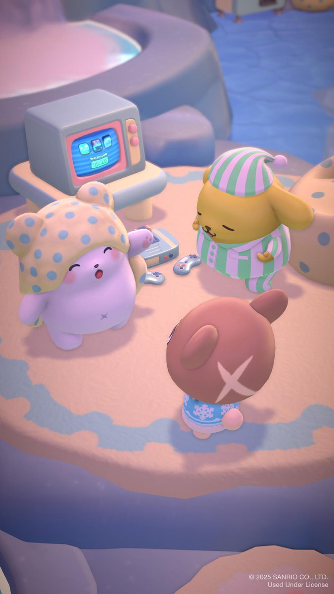 SunblinkGameDev's tweet image. A new friend is coming to icy peak and his name is Moppu! 💙 This cozy, blanket loving bear is hoping to make the snowy village his new home, but he might need a little help 🤔 stop by @Hellokitty Island Adventure to eat some snacks, play video games, and hang out with a new pal!