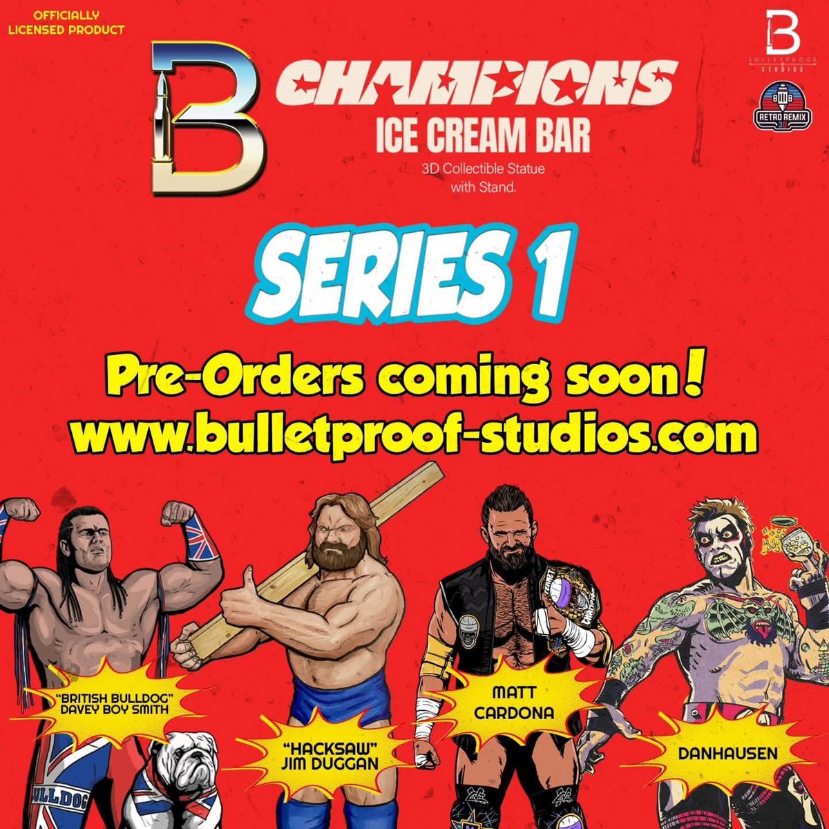 Coming soon from <a href="/bpstudiosNE/">Bulletproof Studios</a>, you’ll be able to pre-order Series 1 Ice Cream Bar statues!

Featuring <a href="/_daveyboysmith/">The British Bulldog</a>, <a href="/RealHacksawJim/">Hacksaw Jim Duggan</a>, <a href="/TheMattCardona/">Matt Cardona</a>, and <a href="/DanhausenAD/">Danhausen</a>!

Keep an eye out on their social accounts for details!

#ScratchThatFigureItch
