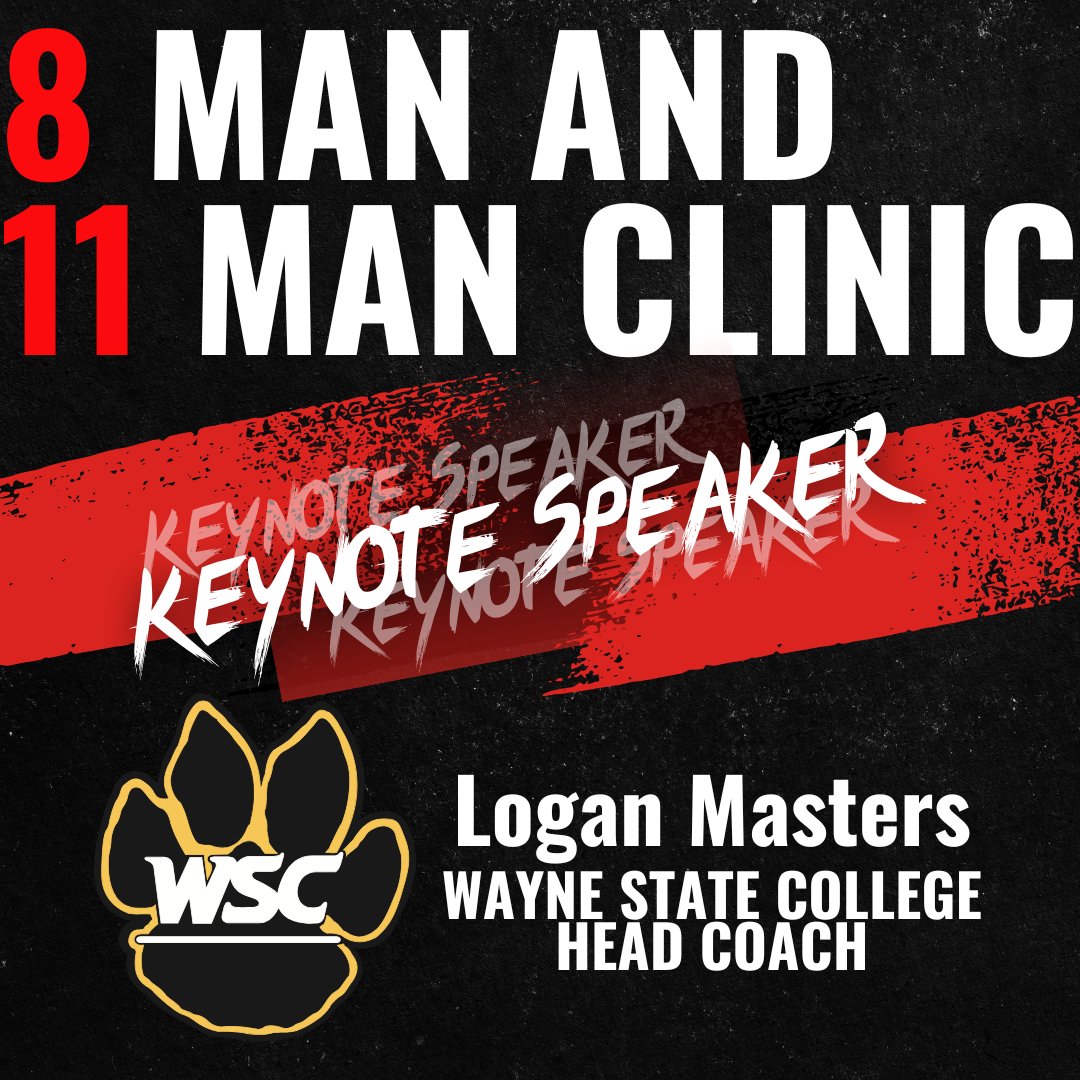Excited to announce Logan Masters, Head Coach at Wayne State, as our Keynote Speaker for the Powered Up 8-Man &amp; 11-Man Coaches Clinic on March 7 in Ashland, NE!

We’ve got upgrades this year you won’t want to miss.

Learn more: poweredupclinics.com/product/clinic…

<a href="/LMasters8/">Logan Masters</a> <a href="/WayneStFootball/">Wayne State Football</a>