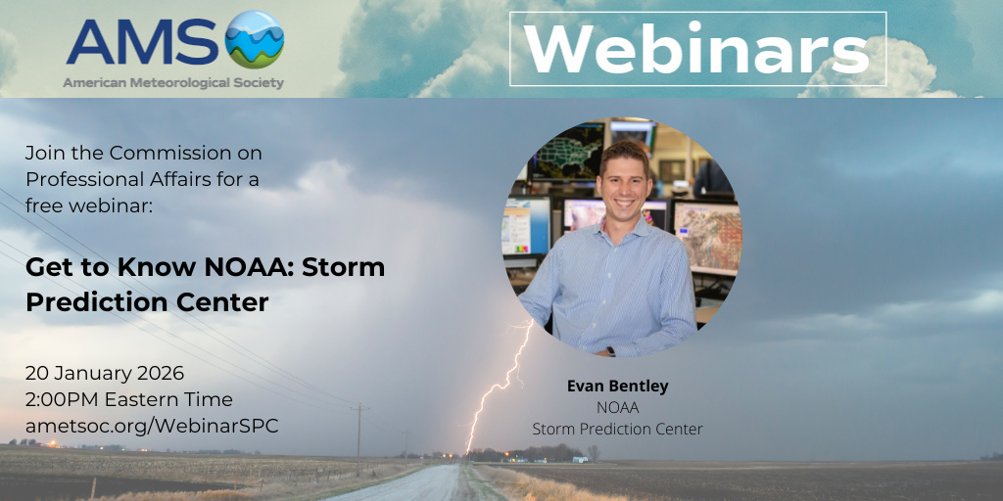 indy_ams's tweet photo. 📢 Webinar: Get to Know the @NWSSPC with Evan Bentley! ⛈️
Jan 20 @ 2PM ET: Join the SPC's new WCM to talk severe weather products. Evan has deep IN ties, previously serving at @NWSIndianapolis and @NWSIWX! 🏎️💨
Register: https://t.co/27EhsWufyU
#IndianaAMS #indy_ams #INwx #SPC https://t.co/miHfsQMhpt