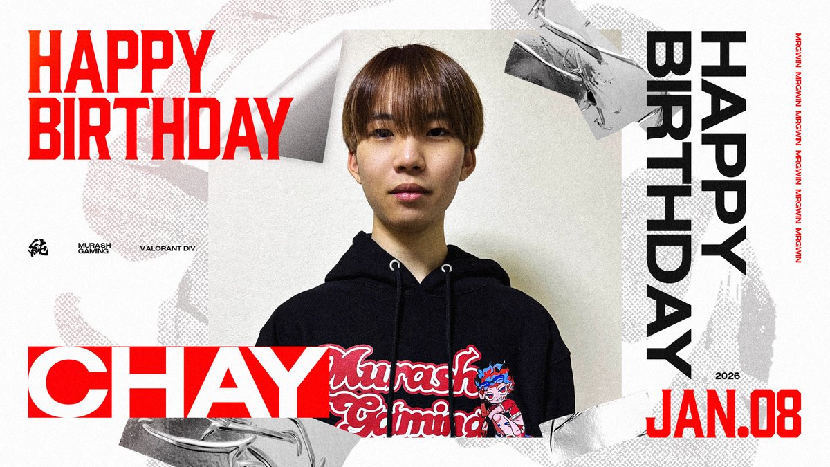 ＼🎉HAPPY BIRTHDAY🎉／

<a href="/chaydayo/">MURASH chay</a> 

我らが若きIGL！
今年は飛躍の年にするぞ！

#MRGWIN