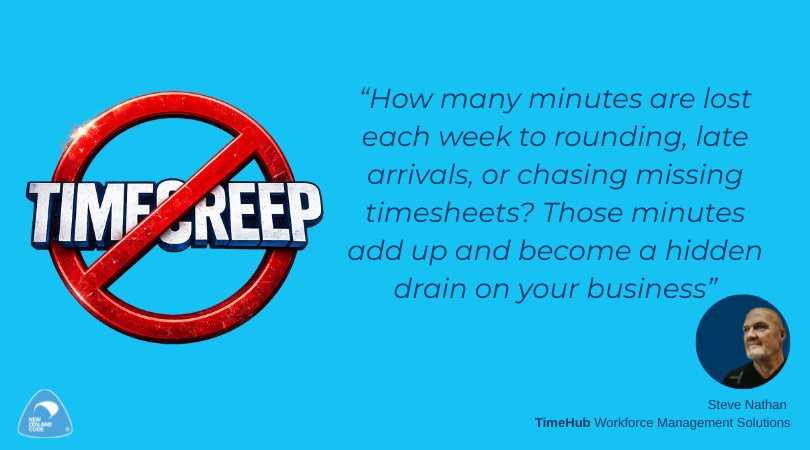 TimeHubNZ's tweet photo. How many minutes are lost each week to rounding, late arrivals, or chasing missing timesheets? 

Those minutes add up and become a hidden drain on your business. 

Stop TimeCreep in 2026! 

Read more: https://t.co/WhVVIYYeCK
 
or visit https://t.co/fPOekJ1RMk https://t.co/YP6sWEMpLX