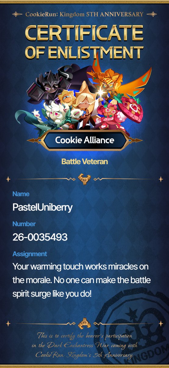 KaylaTechHeart's tweet image. Posting these for rewards .3. I did both Cookie Alliance and Cookie Run Darkness for fun .3.

Server: Hollyberry
Kingdom Name: PastelUniberry

#CRK5th #CRKCertificate