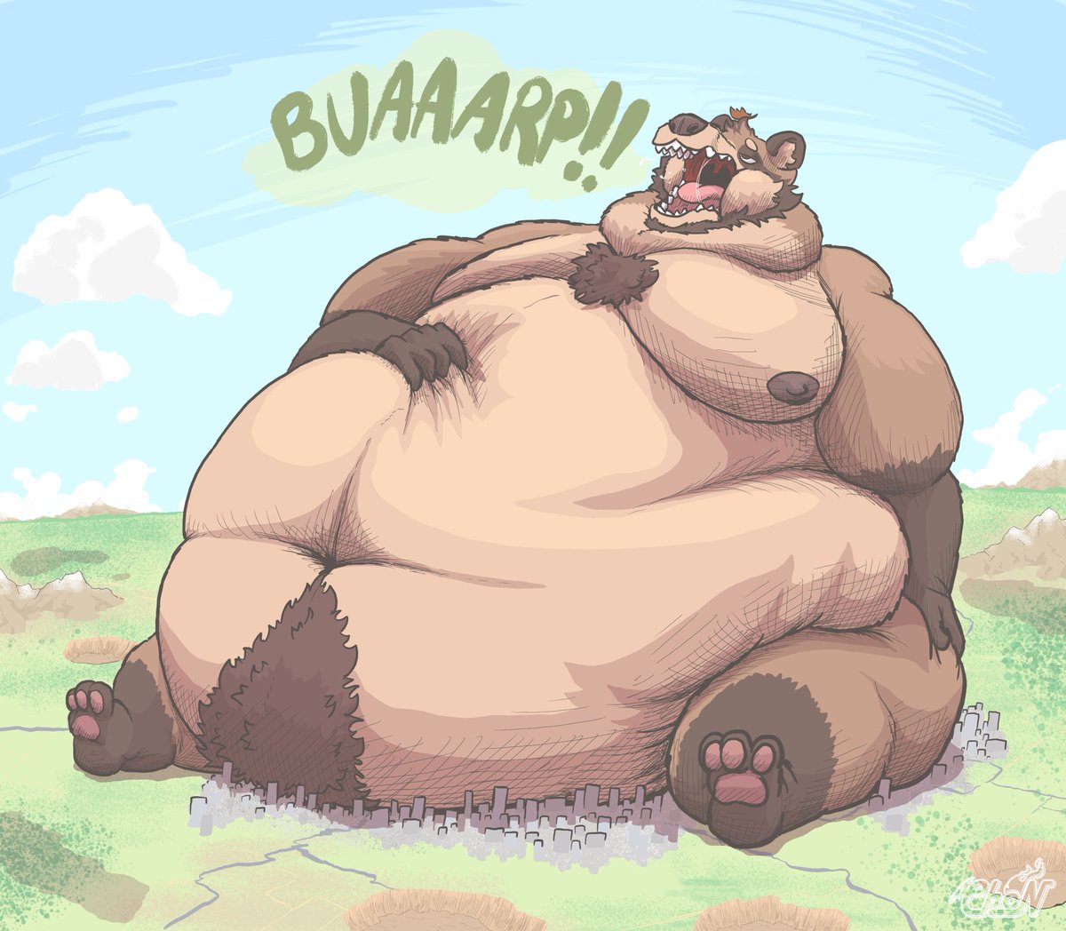 Chopangigante1's tweet image. Seems this little guy is full… nah, he just cleared space for another city.

Commission for @TaroTanuki_