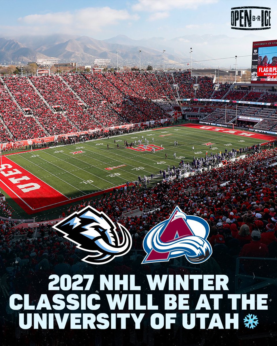 BR_OpenIce's tweet image. WE'RE HEADED OUTDOORS IN UTAH 🦣

AVS-MAMMOTH, 2027 WINTER CLASSIC, @NHL_On_TNT