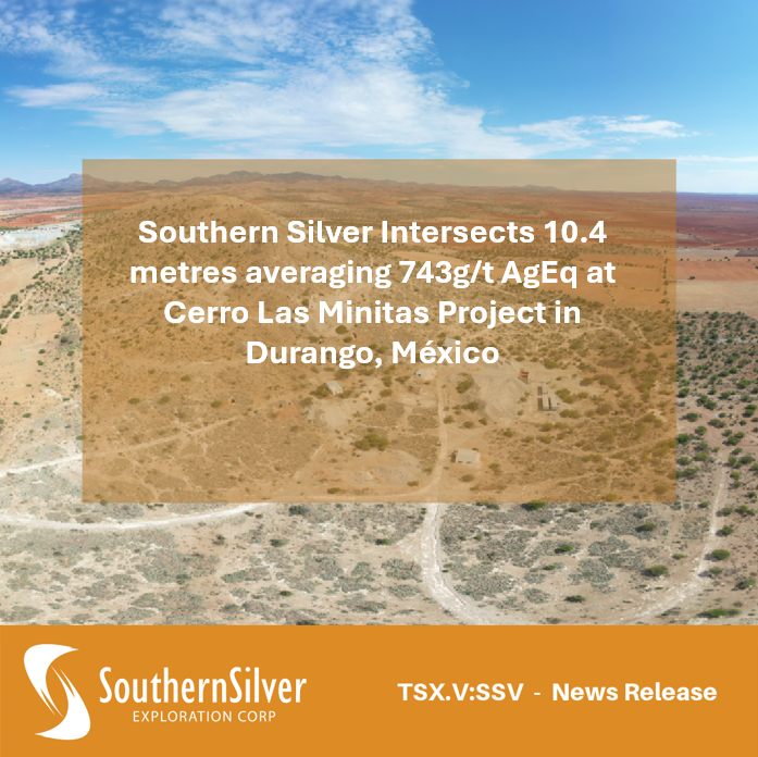 Southern Silver Exploration Corp. (TSX.V: SSV) reports assays from four holes which test the recently acquired Puro Corazon claim. Read more here: bit.ly/3NfKt0f

#SSV #TSXV #Silver #GOLD #CerroLasMinitas #PuroCorazon #Mining #Investing #Commodities