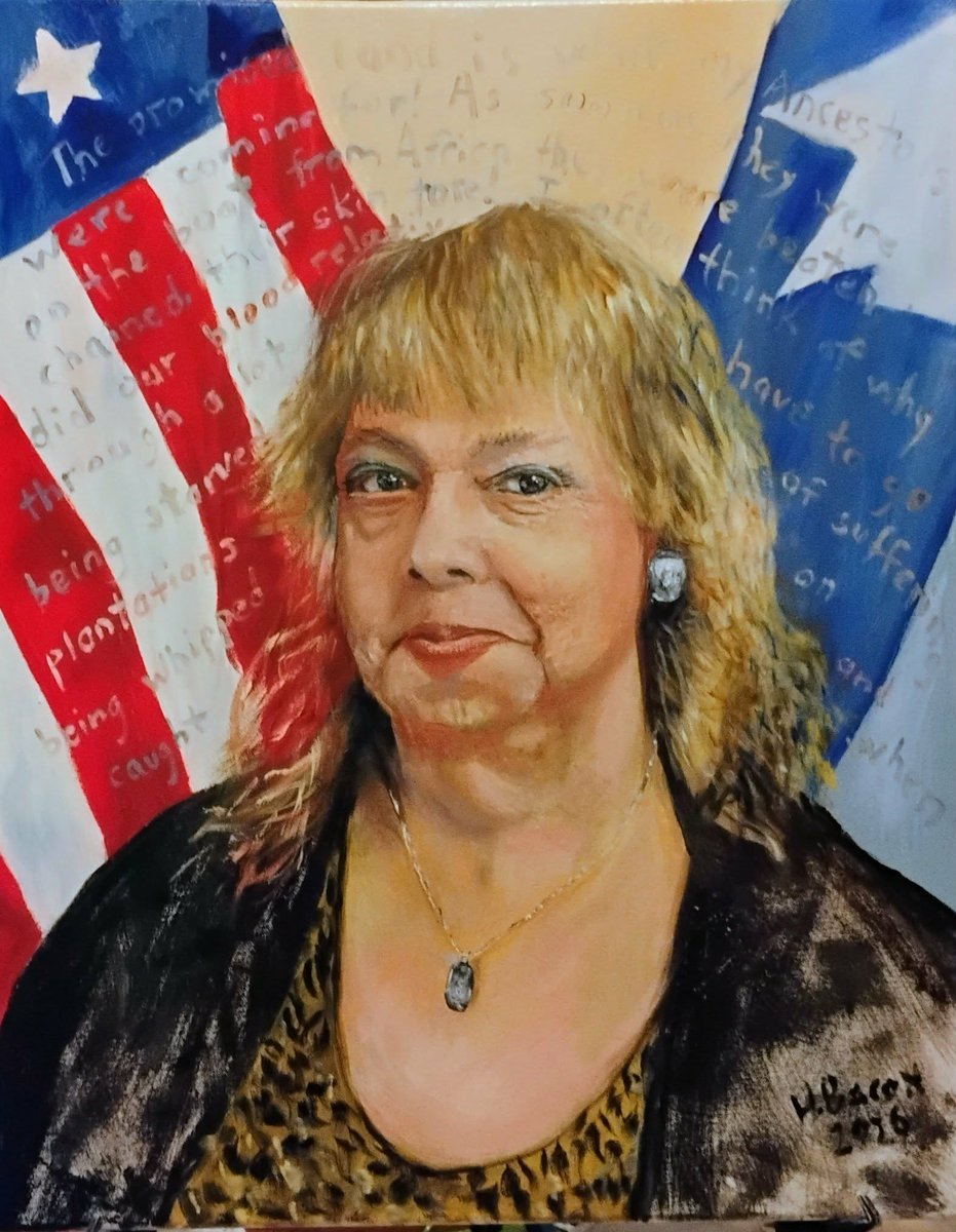 heidibacon's tweet photo. Portrait #3 is done! I incorporated some of the words of a poem my subject had written about her Black heritage. Visit me on Jan 17th from 1-4pm at the MN Marine Museum in Winona, MN for my capstone art show! https://t.co/aUe4MjHyDo