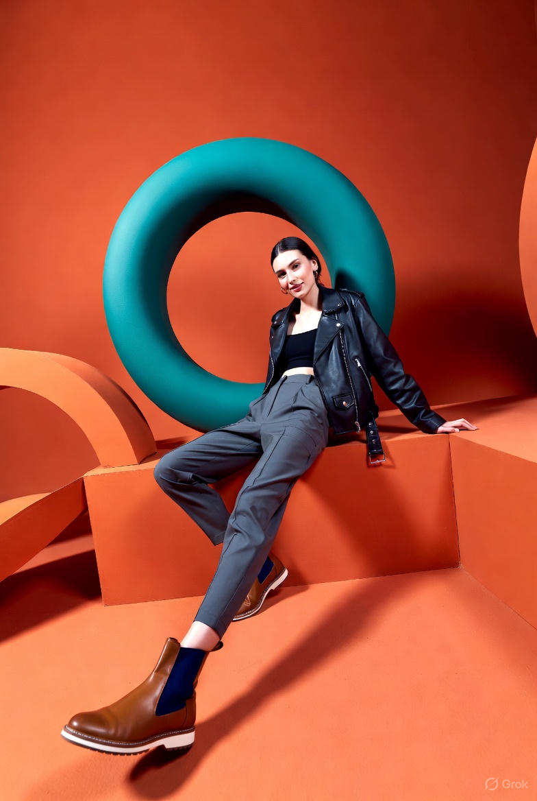 This AI image generation style focuses on creating a high-fashion editorial image that emphasizes feminine strength and elegance, using modern luxury aesthetics and hyper-realistic textures.