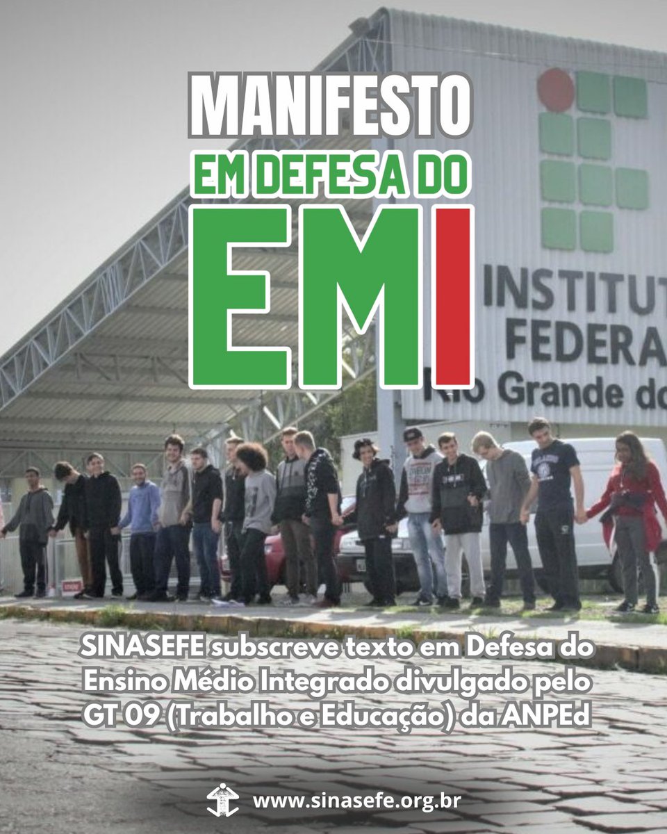 SINASEFE's tweet image. Defesa da Educação | A Coordenação de Políticas Educacionais e Culturais do SINASEFE expressa seu apoio ao Manifesto em Defesa do Ensino Médio Integrado, divulgado pelo GT 09 (Trabalho e Educação) da ANPEd.

Leia o texto na íntegra no portal do sindicato: sinasefe.org.br/site/manifesto….