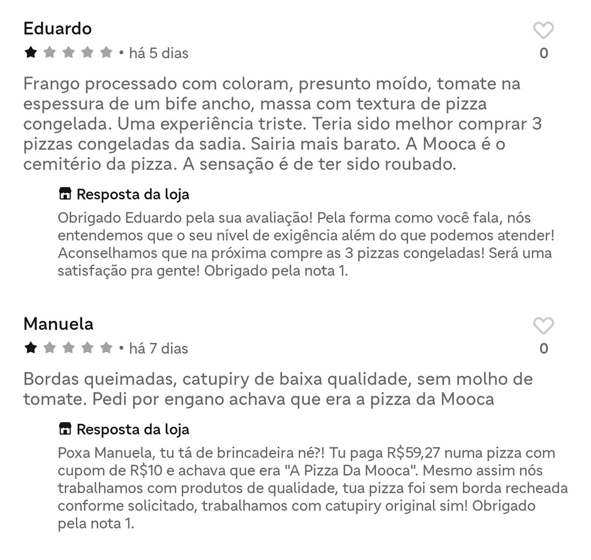 bubblegui's tweet image. Desmaiando com os comentários dessa pizzaria