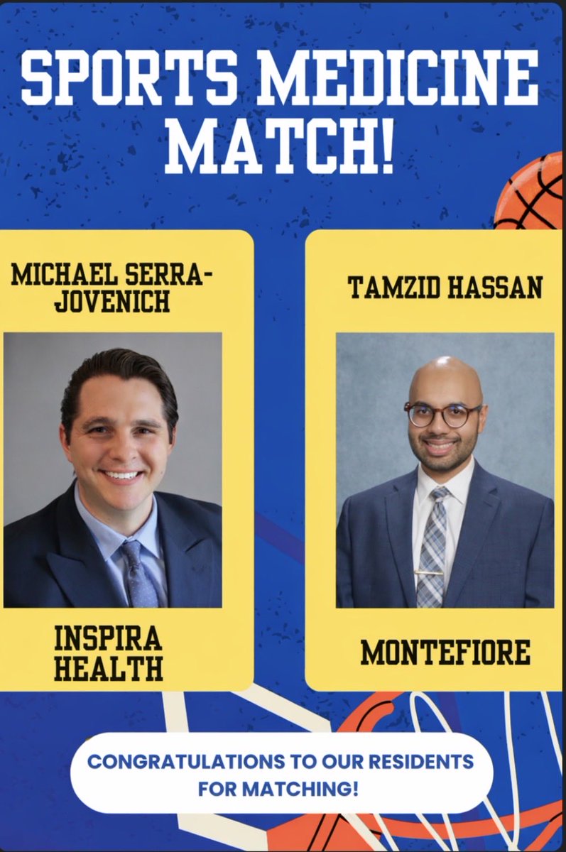 Inspira_PMR's tweet photo. Huge congrats to our senior residents for matching into Sports Medicine Fellowship! https://t.co/FCLWRC4kxj