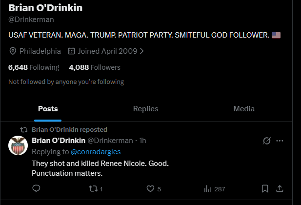 Lefty_Hacker's tweet image. This account needs to be mass reported for glorification of violence. His whole timeline today is cheering the murder of Nicole Renee Good. This is very much against X's TOS but I am aware it's Elon's X so nothing will probably happen. I'd sure love to know who this guy is.