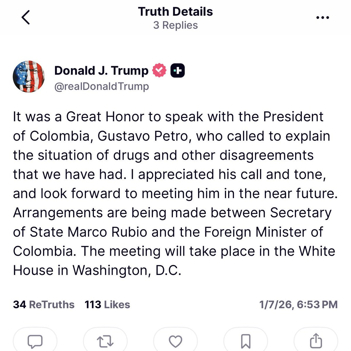 RyanRozbiani's tweet image. BREAKING 🇨🇴🇺🇸: TRUMP SPEAKS TO PRESIDENT OF COLUMBIA, GUSTAVO PETRO

Looks like Colombia will be Spared