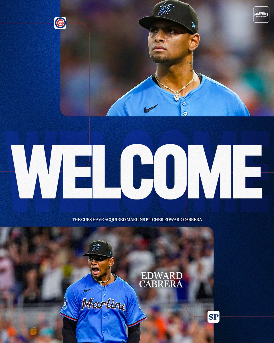 IT’S OFFICIAL‼️

The Cubs have acquired Edward Cabrera from the Miami Marlins.