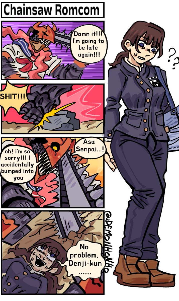 Demonhonho's tweet photo. Things Fujimoto would do if Chainsaw Man was at 17-26 
#asaden #asamitaka #denjiman https://t.co/QJ57dkoHnI