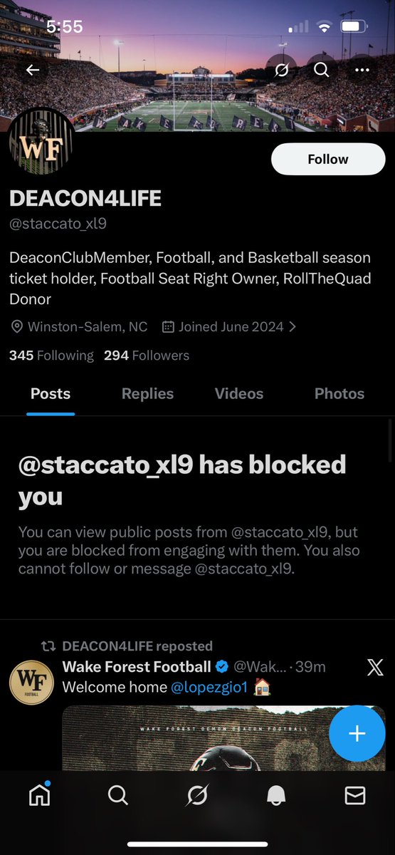 Stumbled across a fellow demon deacon account blocking J!

I wonder what J said to deserve this 😂