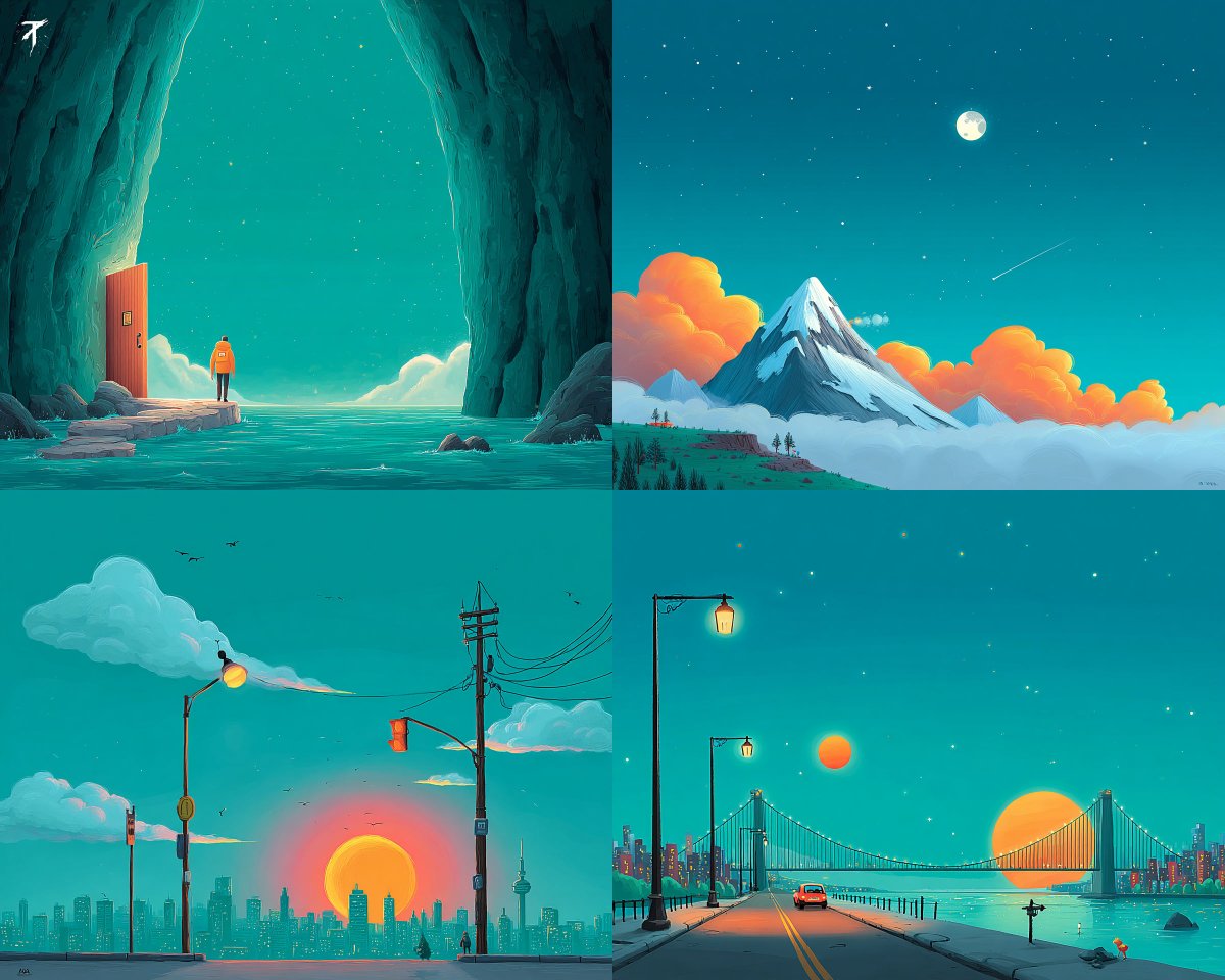 This AI image generation style creates serene and ethereal scenes that evoke feelings of calm and hope, often characterized by dreamy colors and soft shapes.