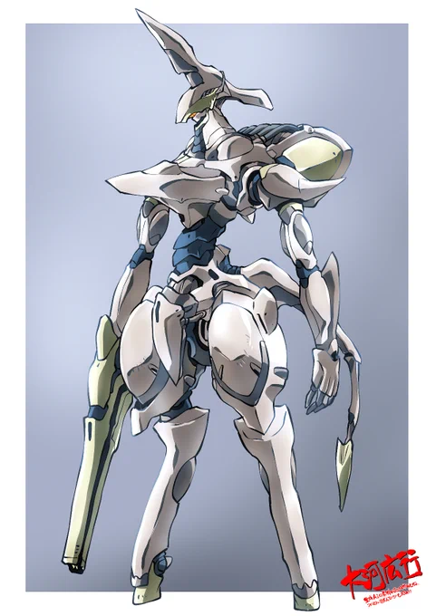 頭空っぽラクガキ1124 「オリジナル」で「午年なのでそれっぽいシルエットのロボ」 前に描いたダンジョン物の機械モンスターとかでも良いかな?