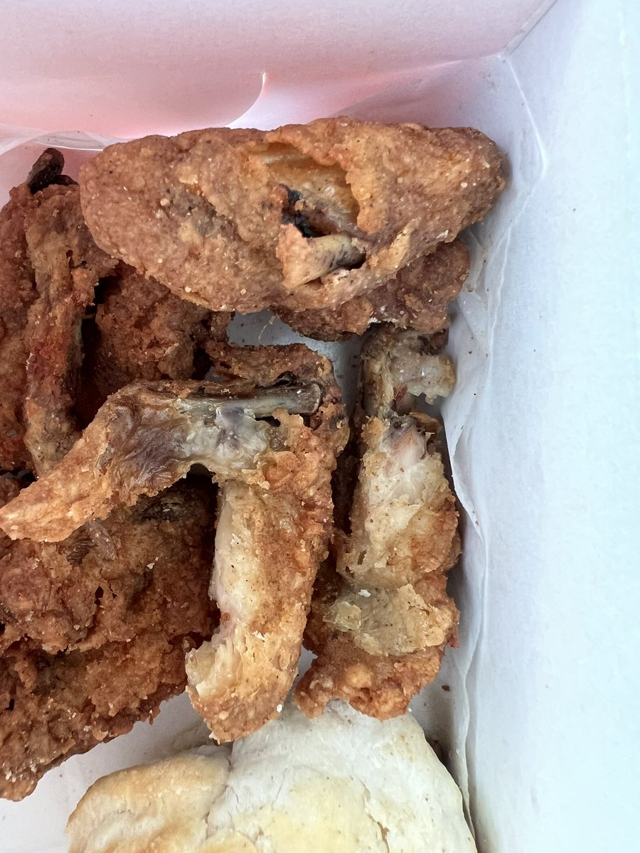 KFC! Why are you not checking your meat before you cook it! Rotten spoil meat then the chicken was burn to cover it up. Shame!  10395 west Sample Rd. Coral Springs 33065. 🤨