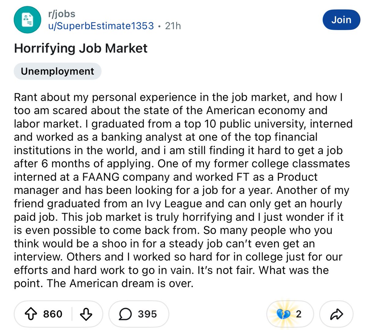 FluentInFinance's tweet image. An entire generation under the age of 30 are now realizing that getting good jobs will never be within their reach.

Society isn’t ready for the consequences of this. A generation with zero stake in the system would rather watch it all burn down.