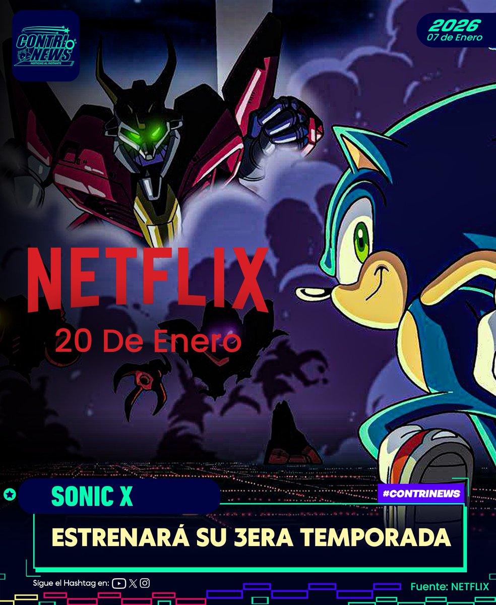 contriteorb4's tweet image. #CONTRINEWS
Finalmente La saga de los Metarex llegará a #Netflix 
Sonic X estrena sus "nuevos episodios" en la plataforma este próximo 20 de Enero