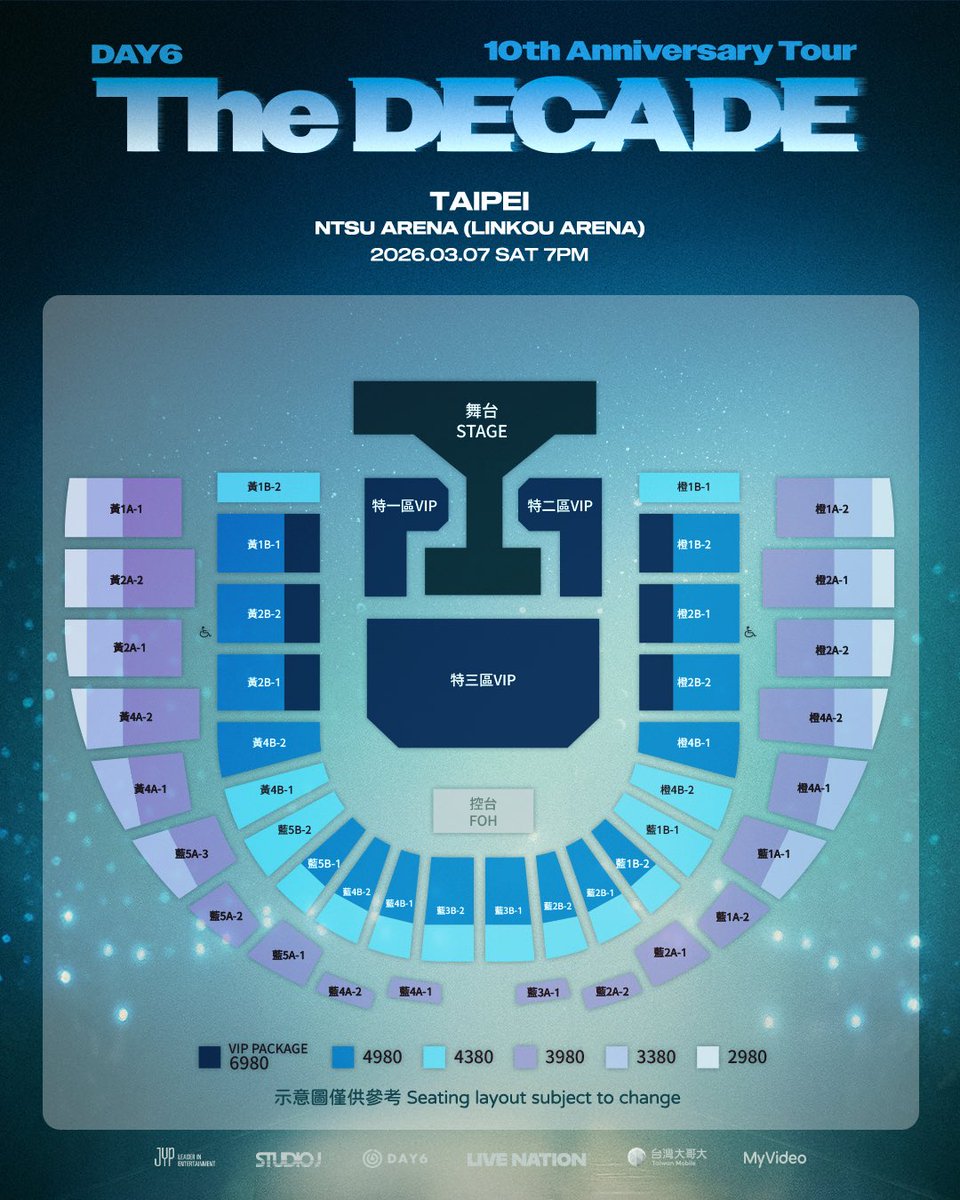 LiveNationTW's tweet image. DAY6 十年有你！
等待結束 終於到來
感動迎接 𝟭𝟬  週年
2026全新巡演
DAY6 10th Anniversary Tour &amp;lt;The DECADE&amp;gt; in TAIPEI
3 月 7 日（六）與你相聚
 
The wait is over! Celebrate the journey at the DAY6 10th Anniversary Tour &amp;lt;The DECADE&amp;gt; in TAIPEI on 7 Mar.