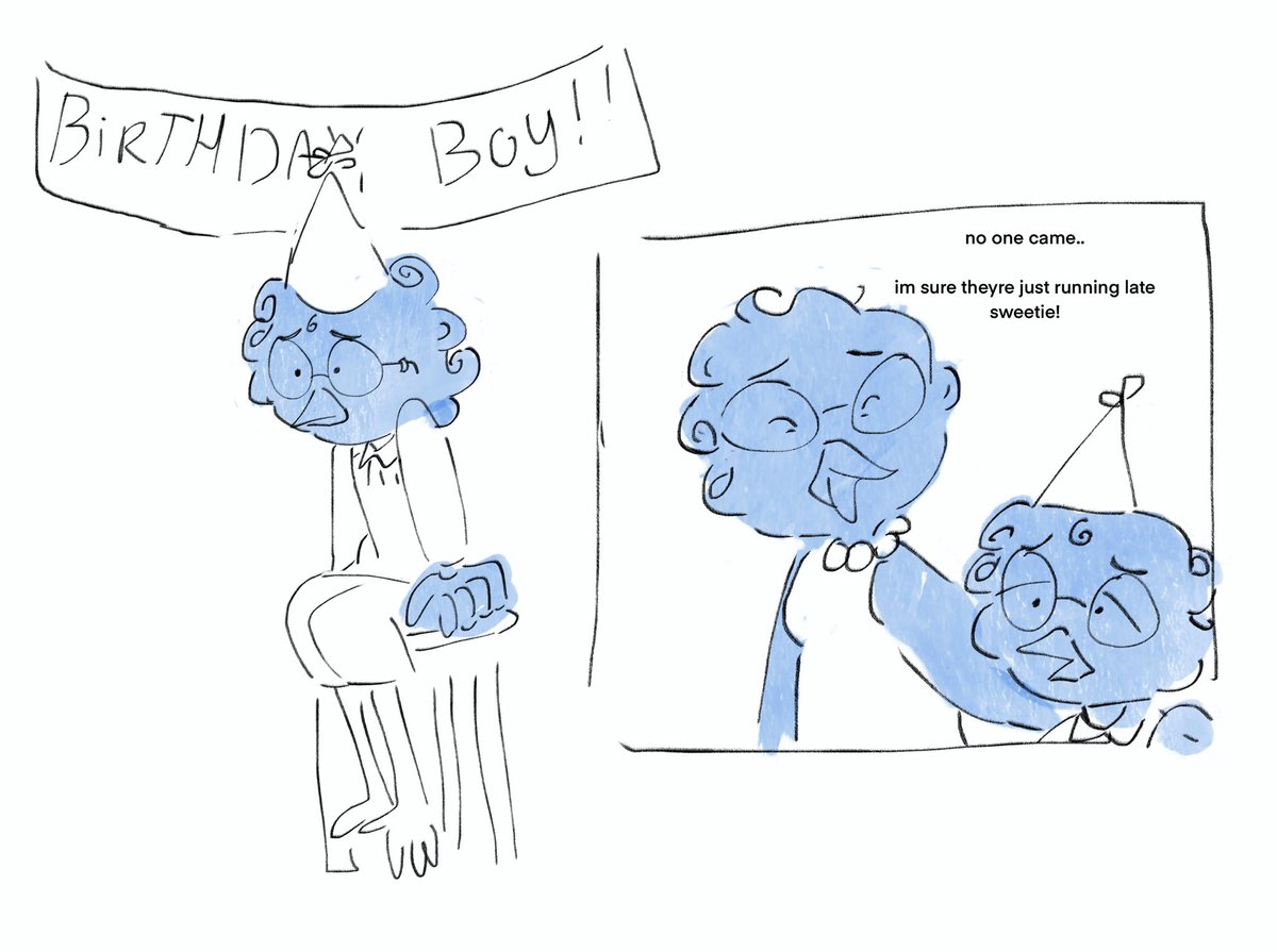 kezsicle's tweet image. Very upset about this so I drew no one coming to berdlys birthday party to cope