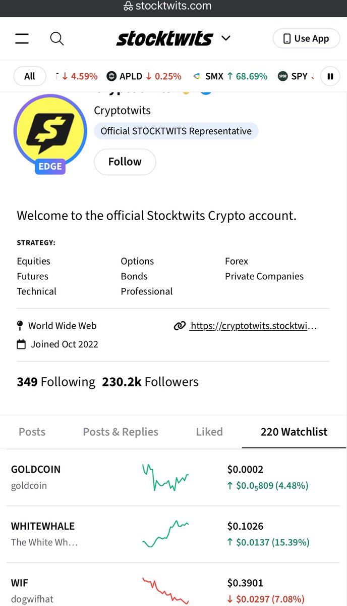 <a href="/CryptotwitsHQ/">Cryptotwits</a> $Whitewhale and $Wif are in good company 👀 

$goldcoin