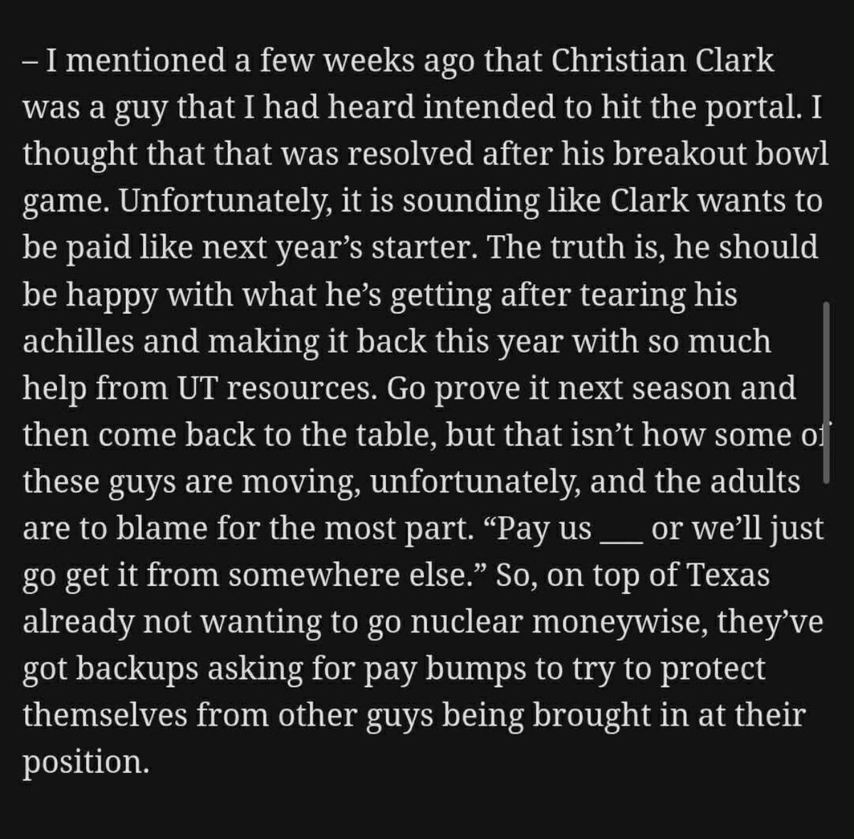 ALPsooner's tweet image. All the chest bumping about having the most money in the sport has really come full circle for the longhorns. That perception has their portal targets using them as leverage for the school they actually want to play at. Looks like they are drawing a line the sand.

NIL eating…