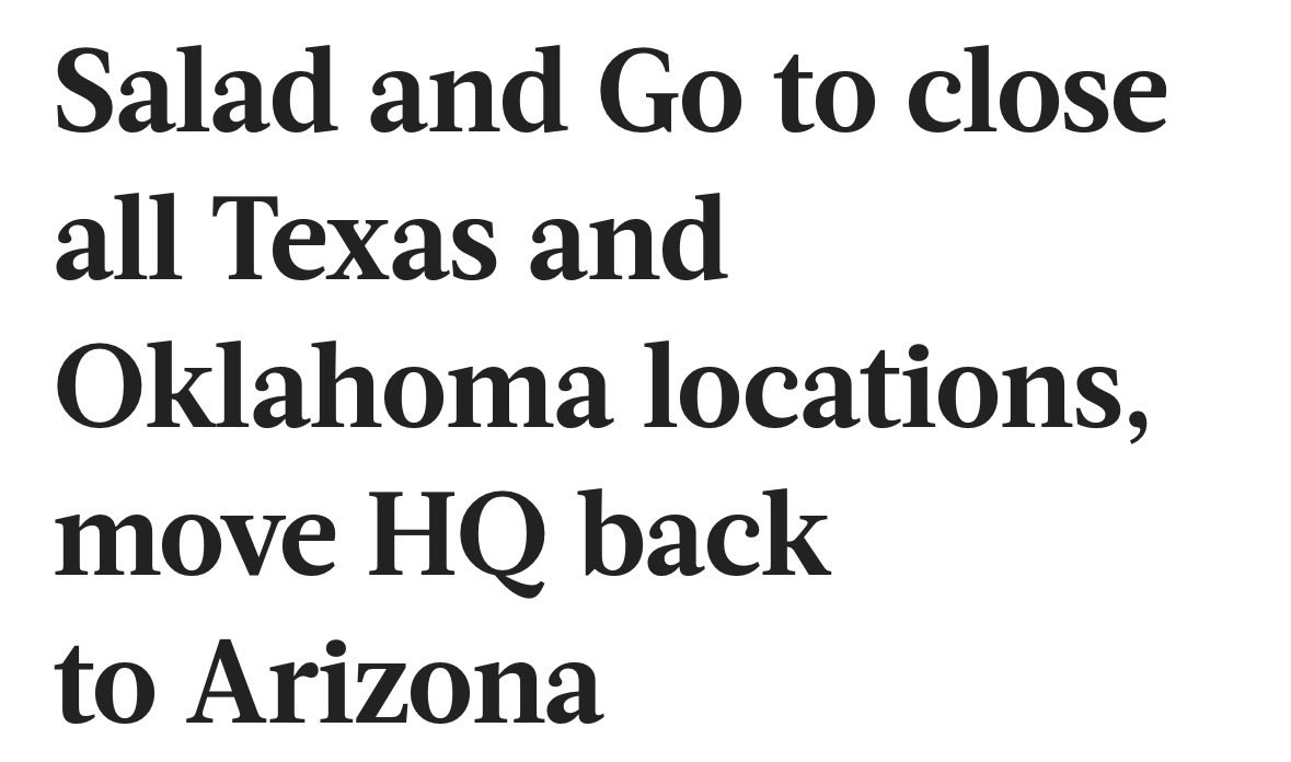 DiningbitesKat's tweet photo. Salad and Go expanded at one store per week, then shut 73 locations and abandoned Texas and Oklahoma. https://t.co/ZlOXRK6BfA