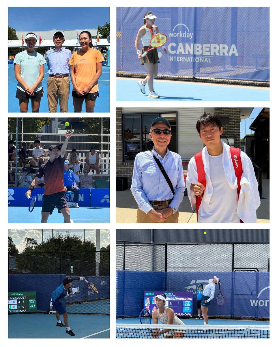 JPEmbassyAU's tweet image. “An honour to meet @keinishikori @EnaShibs &amp;amp; see so many 🇯🇵 tennis players at the Workday Canberra International 2026! @TennisAustralia @JTA_PR_Team 🎾 So lucky to have such an exciting tournament in #Canberra! We're cheering everyone on from the Embassy!🔥💪” - Amb Suzuki