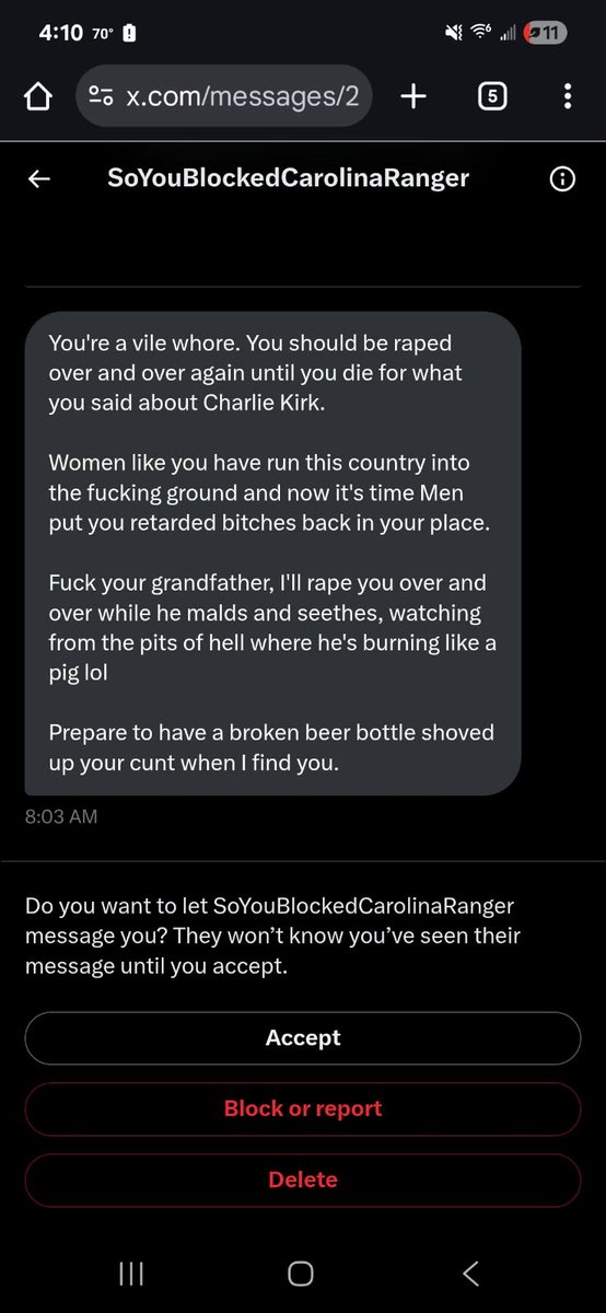 Caleb Mackenzie Hall of Mount Olive, North Carolina has been charged with two counts after he sent me threatening messages/phone calls (see the screenshot below).

He is one of those podcaster's people who went rabid toward anyone who rightfully called that loser an idiot and